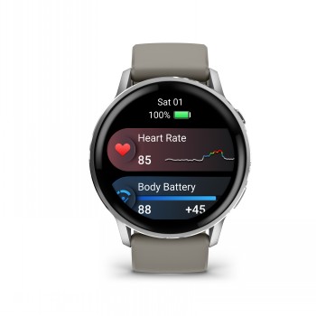 GARMIN VENU 4 (45MM), BLACK W/ SILVER + GRAY