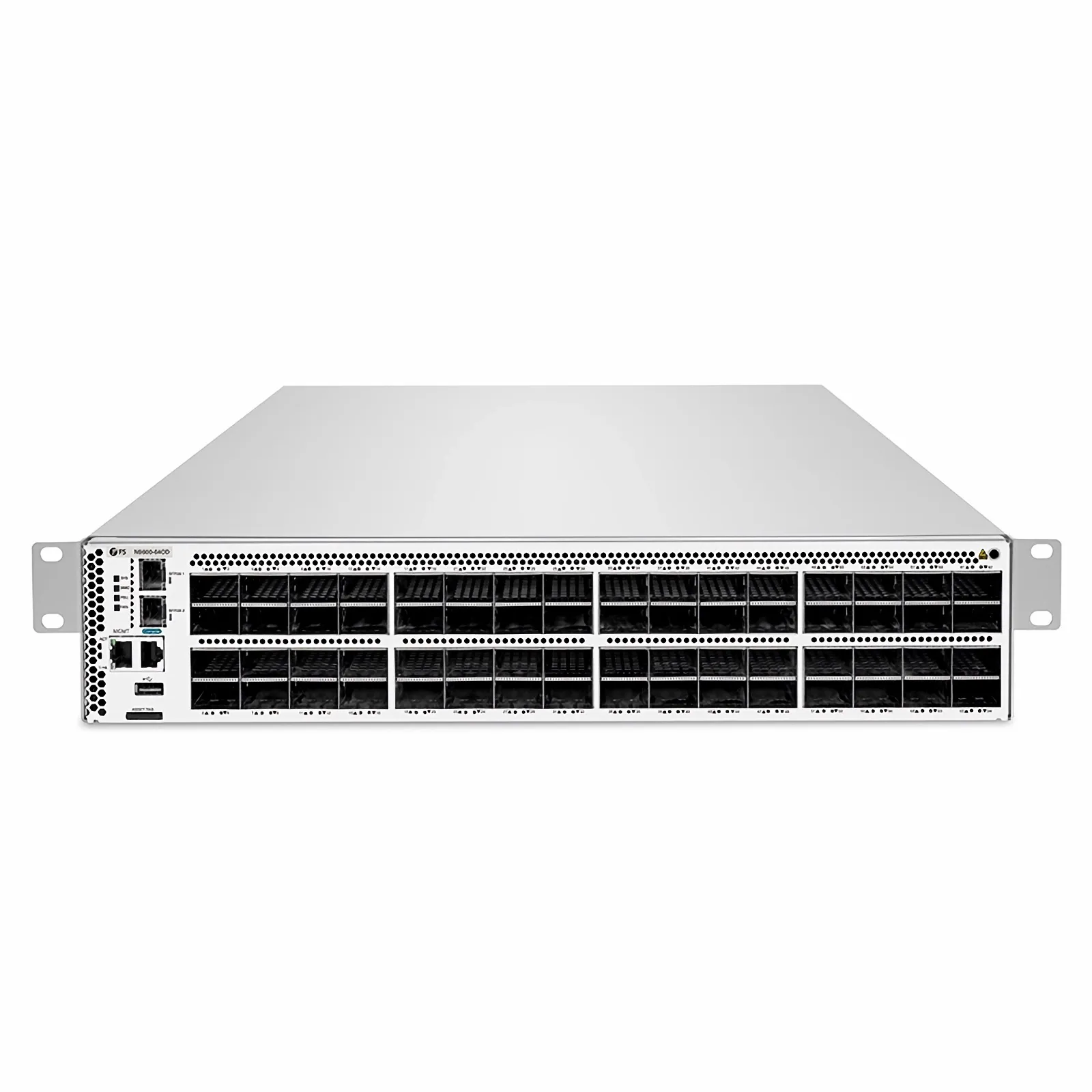 Arista 7050X3 etunäkymä: 32x100GbE QSFP+ & 2xSFP+ portit, merkkivalot-ideaalinen vaativiin yritysverkkoratkaisuihin. - Prisma-IT Web