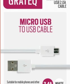 GRATEQ USB-A - MICRO-USB KAAPELI 1.5M VALKOINEN