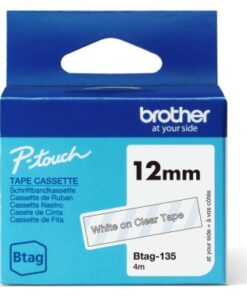 Brother btag135 12mm white on clear tape