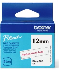 Brother btag232 12mm red on white tape
