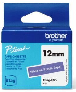 Brother btagf35 12mm white on purple tape