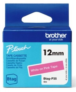 Brother btagp35 12mm white on pink tape