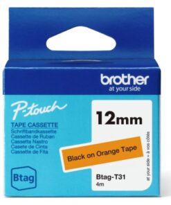 Brother btagt31 12mm black on orange tape