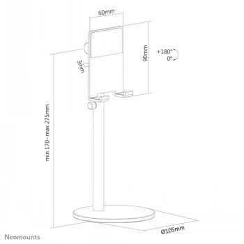 NEOMOUNTS PHONE DESK STAND (SUITED FOR PHONES UP TO 7") 1 SCREEN SILVER