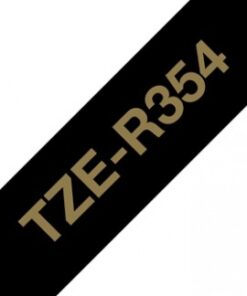 Brother tze-r354 -satiininauha – kullanvärinen teksti mustalla nauhalla, leveys 24 mm