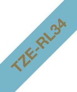 Brother tze-rl34 -satiininauha – kullanvärinen teksti vaaleansinisellä nauhalla, 12 mm/4m