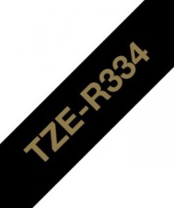 Brother tze-r334-satiininauha - kullanvärinen teksti mustalla nauhalla, 12 mm