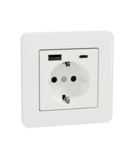Schneider electric exxact 1-pistorasia + 1xusb a lataus 2 4a + 1xusb c lataus 3 0a valkoinen kuluttajapakkaus